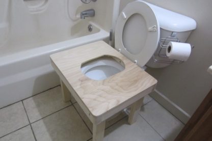 Squatting toilet platform for people that like a full squat over toilet bowl. Like in India!