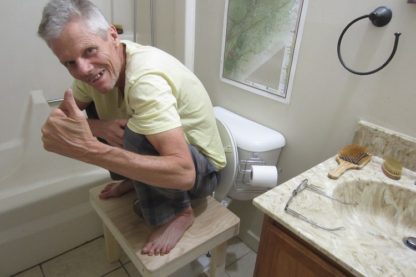 Squatting toilet platform.